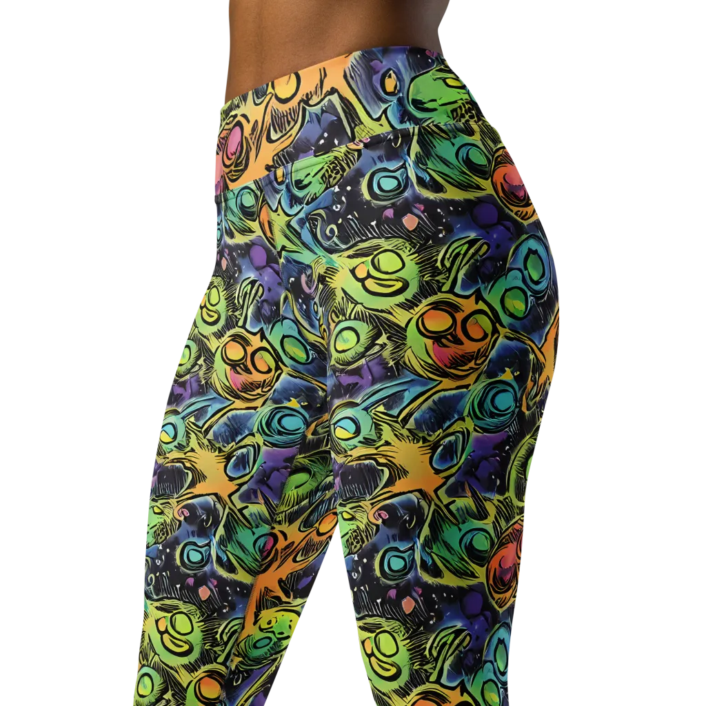 Psychedelic Relics on Yoga Leggings — Left Front