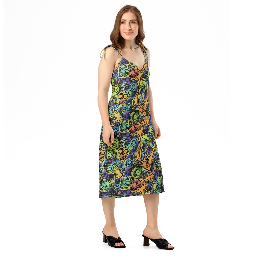 Psychedelic Relics on Slip Dress — Right Front