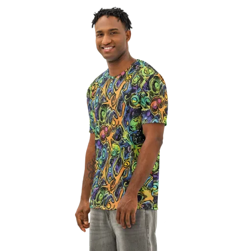 Psychedelic Relics on a Men's Cotton Crew Neck T-Shirt