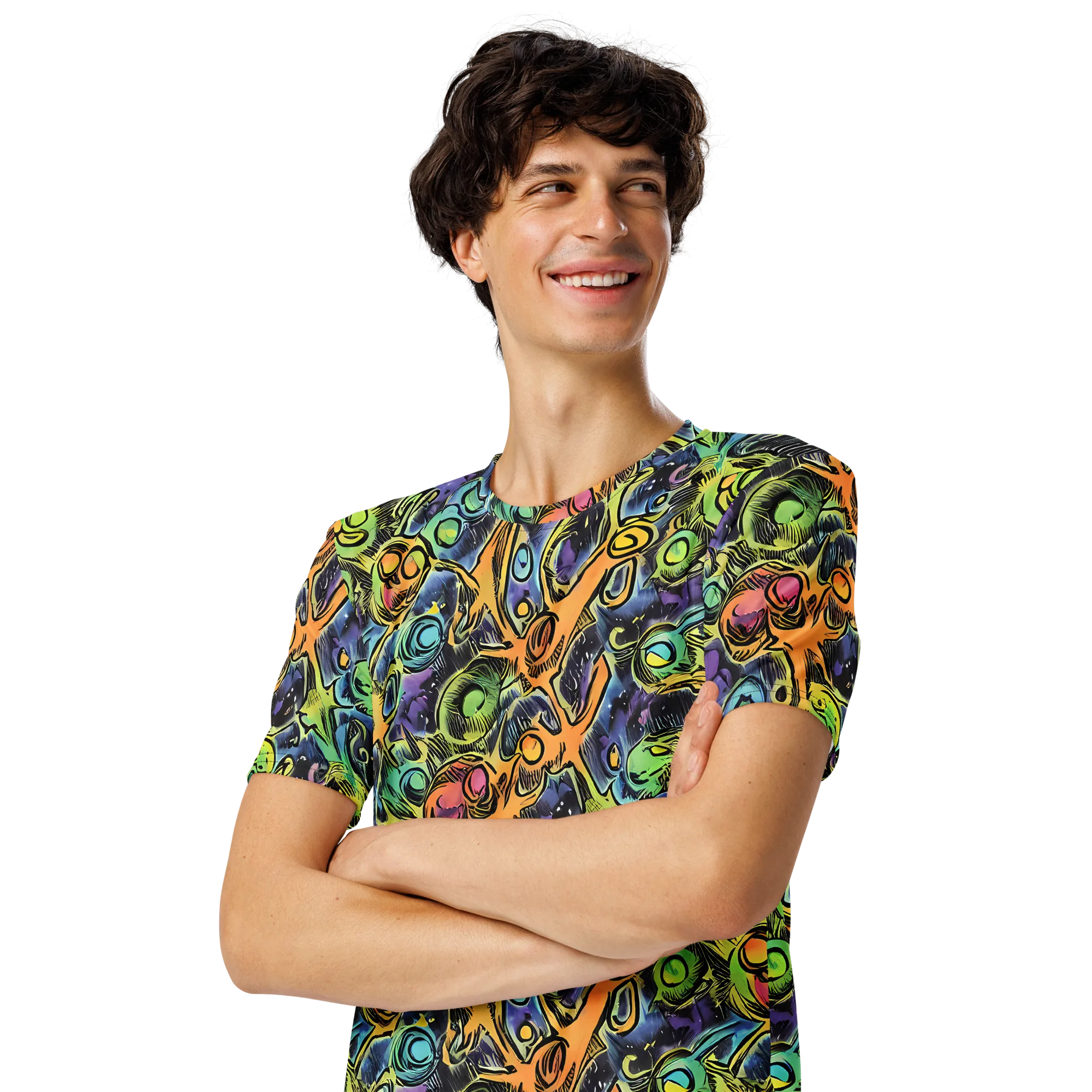 Psychedelic Relics on Men's Crew Neck T-Shirt — Left Front