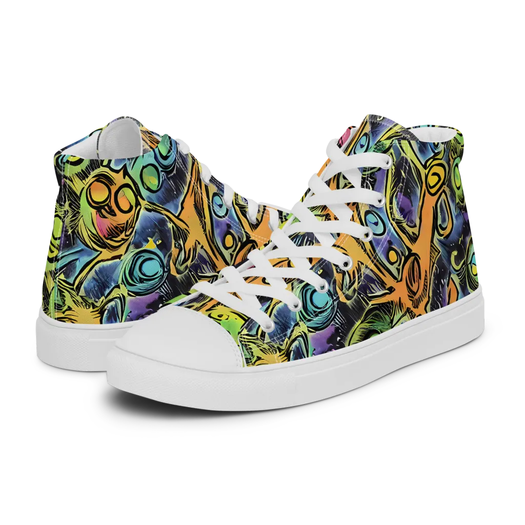 Psychedelic Relics on Men's High Top Canvas Shoes — Left