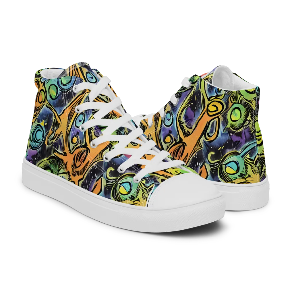 Psychedelic Relics on Men's High Top Canvas Shoes — Right
