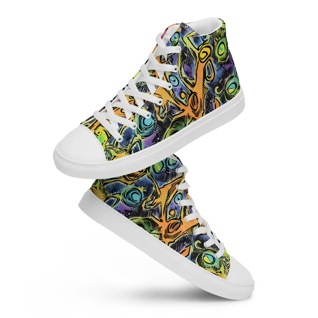 Psychedelic Relics on Men's High Top Canvas Shoes — Front
