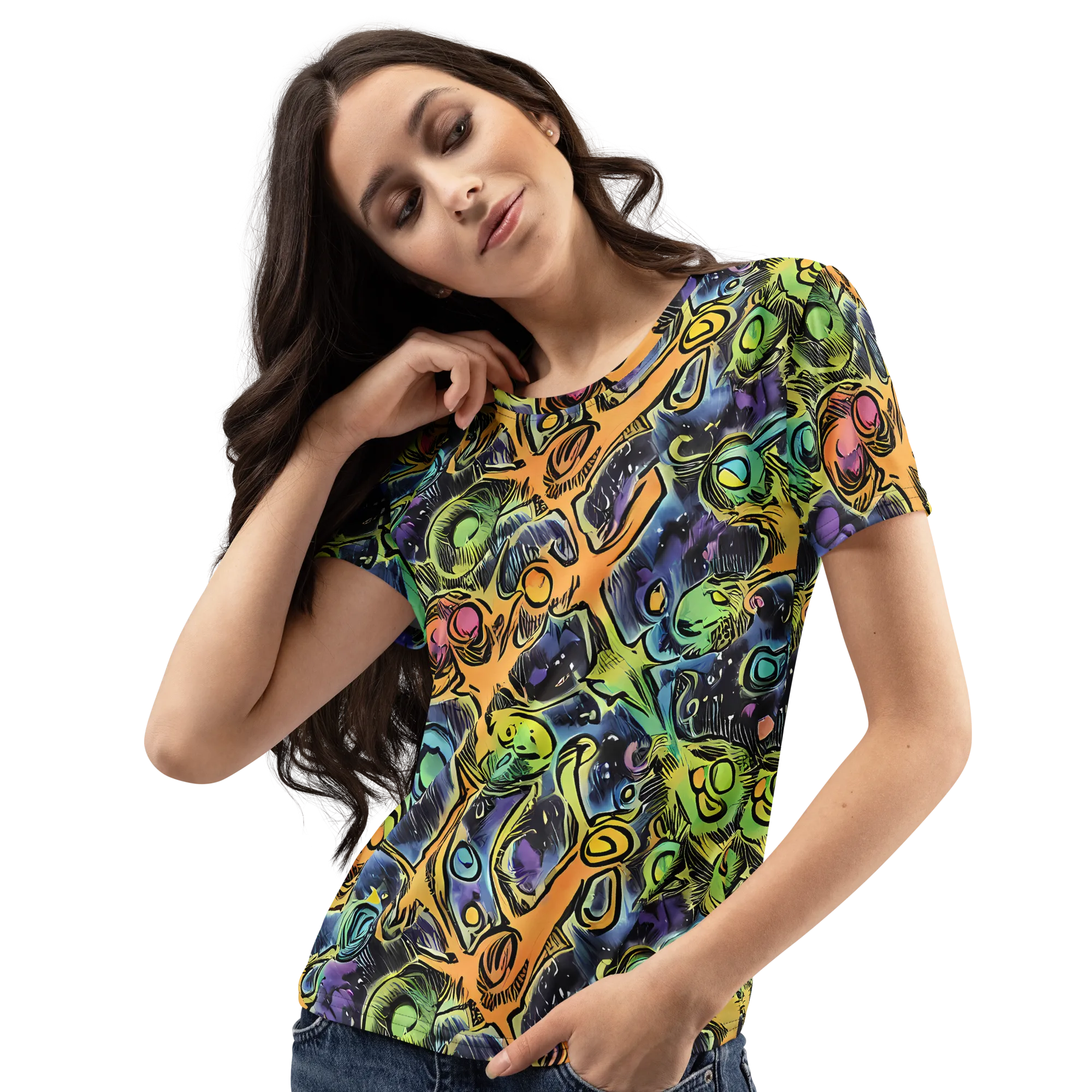 Psychedelic Relics on Women's Crew Neck T-Shirt — Left Front
