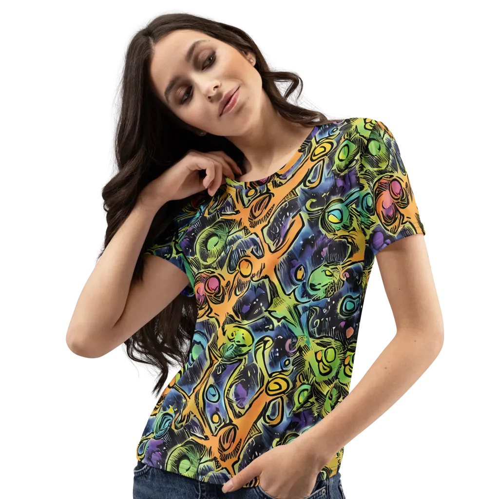 Psychedelic Relics on Women's Crew Neck T-Shirt — Left Front