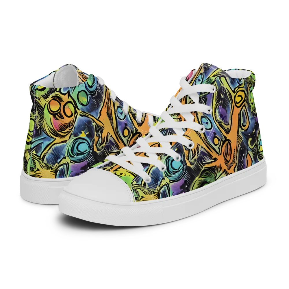 Psychedelic Relics on Women's High Top Canvas Shoes — Left