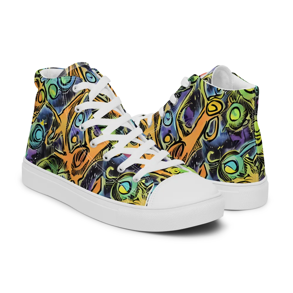Psychedelic Relics on Women's High Top Canvas Shoes — Right