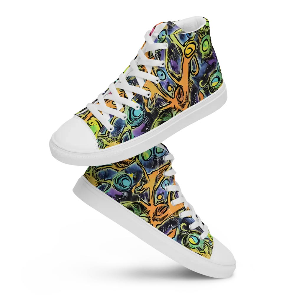 Psychedelic Relics on Women's High Top Canvas Shoes — Front
