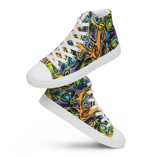 Psychedelic Relics on a Women's High Top Canvas Shoes