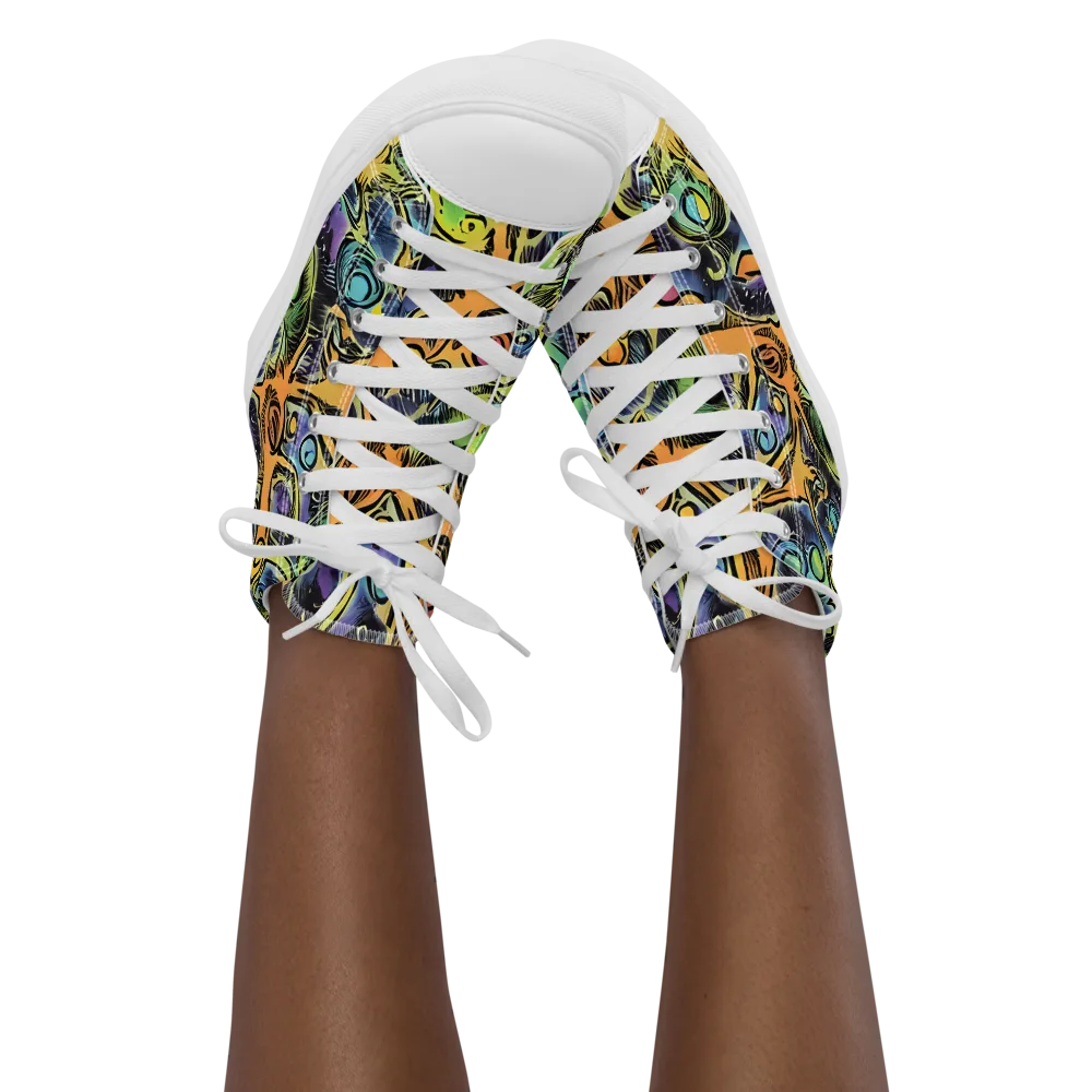 Psychedelic Relics on Women's High Top Canvas Shoes — Front