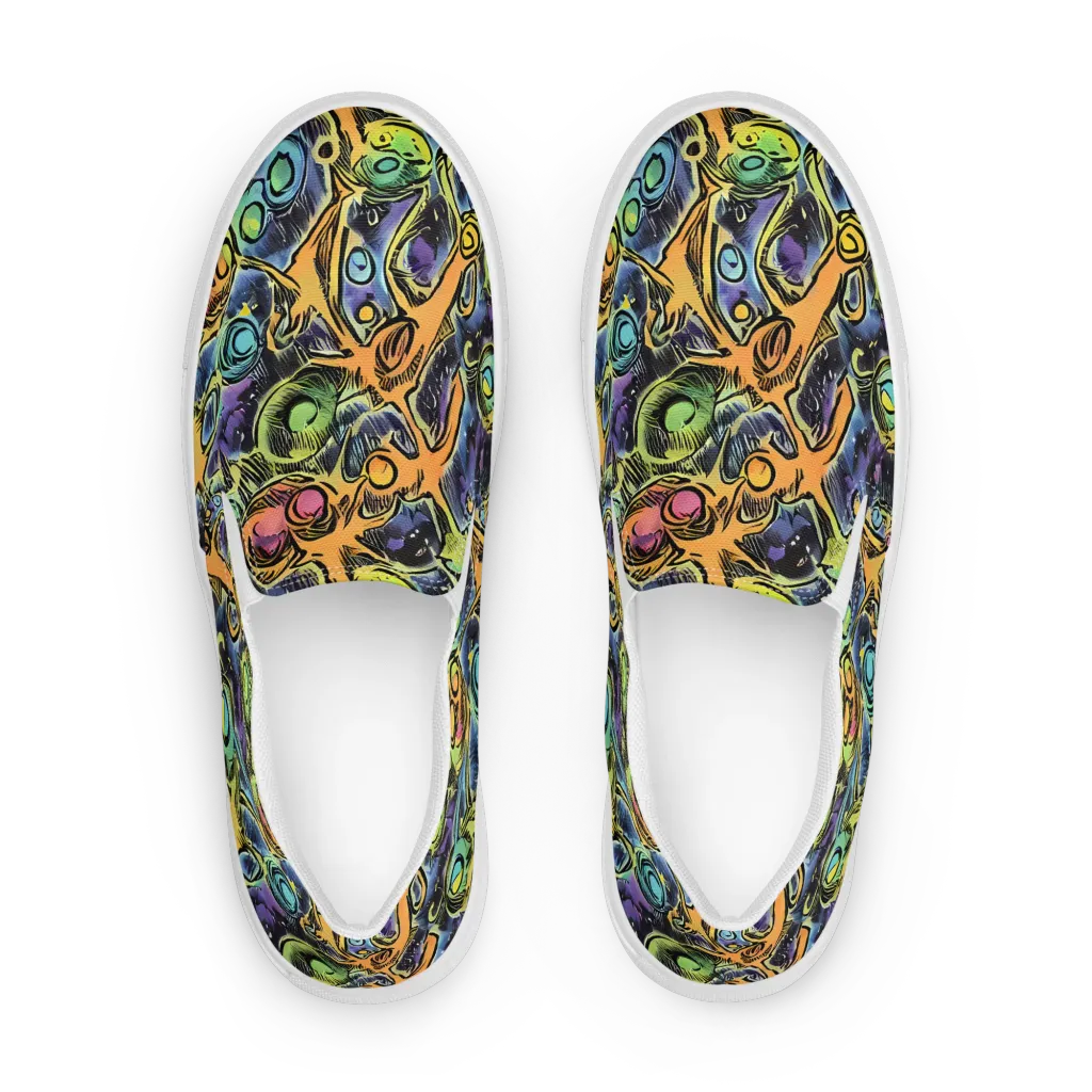 Psychedelic Relics on Men's Slip-On Canvas Shoes — Front