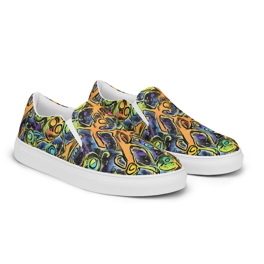 Psychedelic Relics on Men's Slip-On Canvas Shoes — Right Front