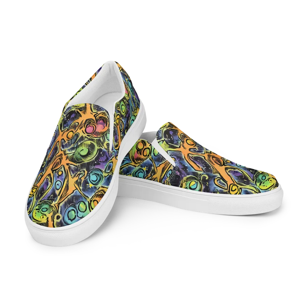 Psychedelic Relics on Men's Slip-On Canvas Shoes — Left Front
