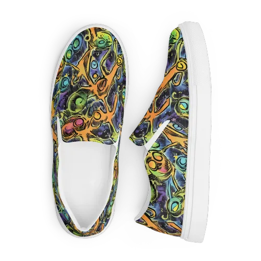 Psychedelic Relics on a Men's Slip-On Canvas Shoes