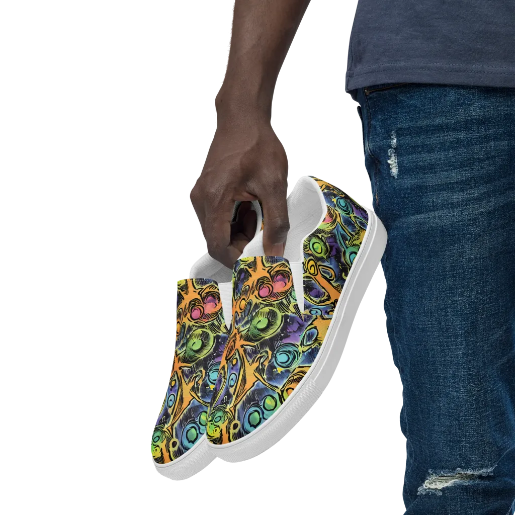 Psychedelic Relics on Men's Slip-On Canvas Shoes — Left Front