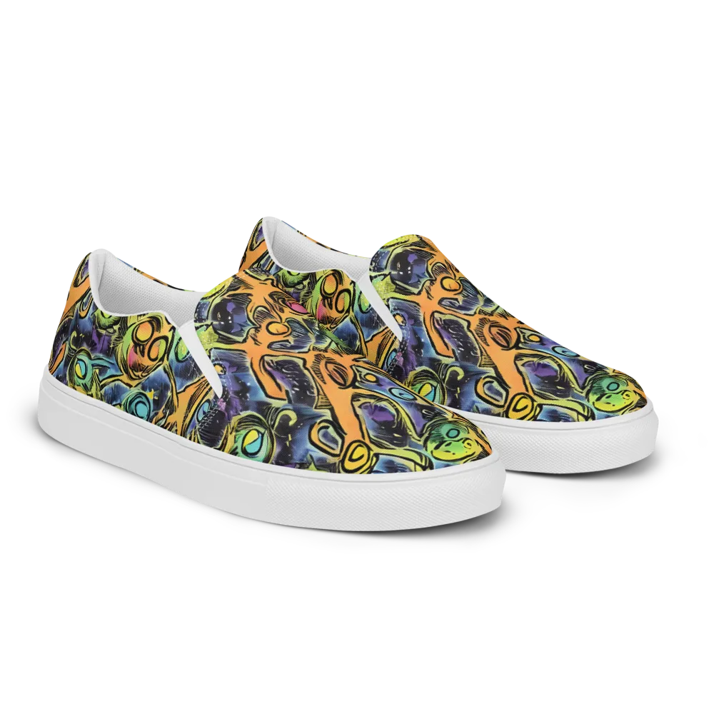 Psychedelic Relics on Women's Slip-On Canvas Shoes — Right Front