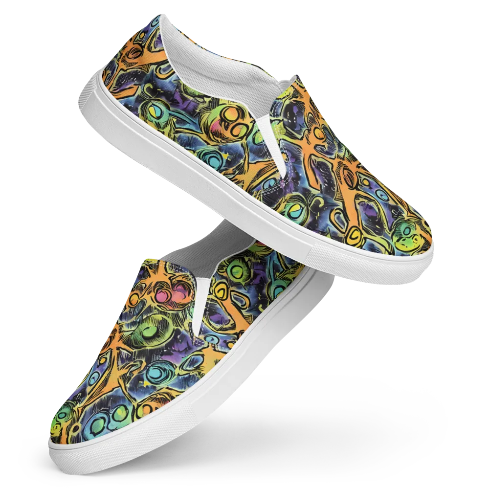 Psychedelic Relics on Women's Slip-On Canvas Shoes — Front
