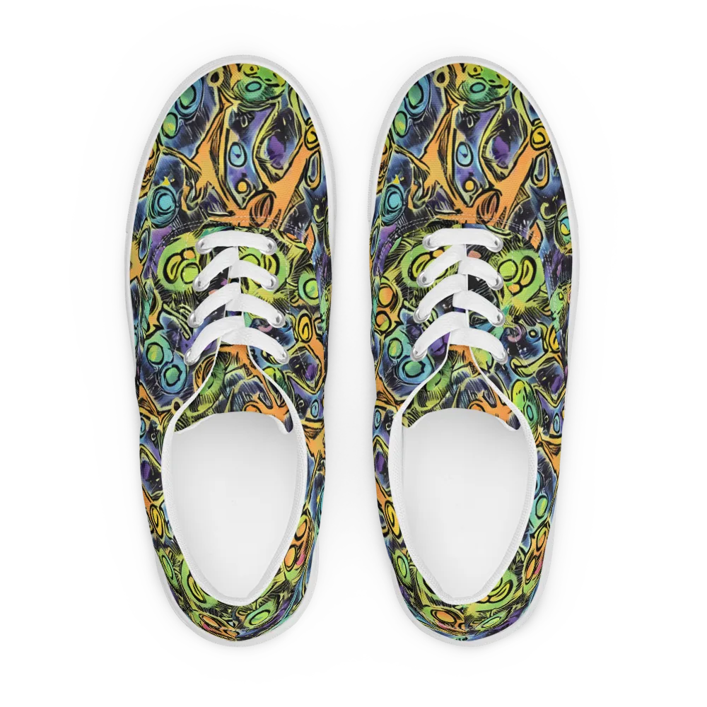 Psychedelic Relics on Men's Lace-Up Canvas Shoes — Front