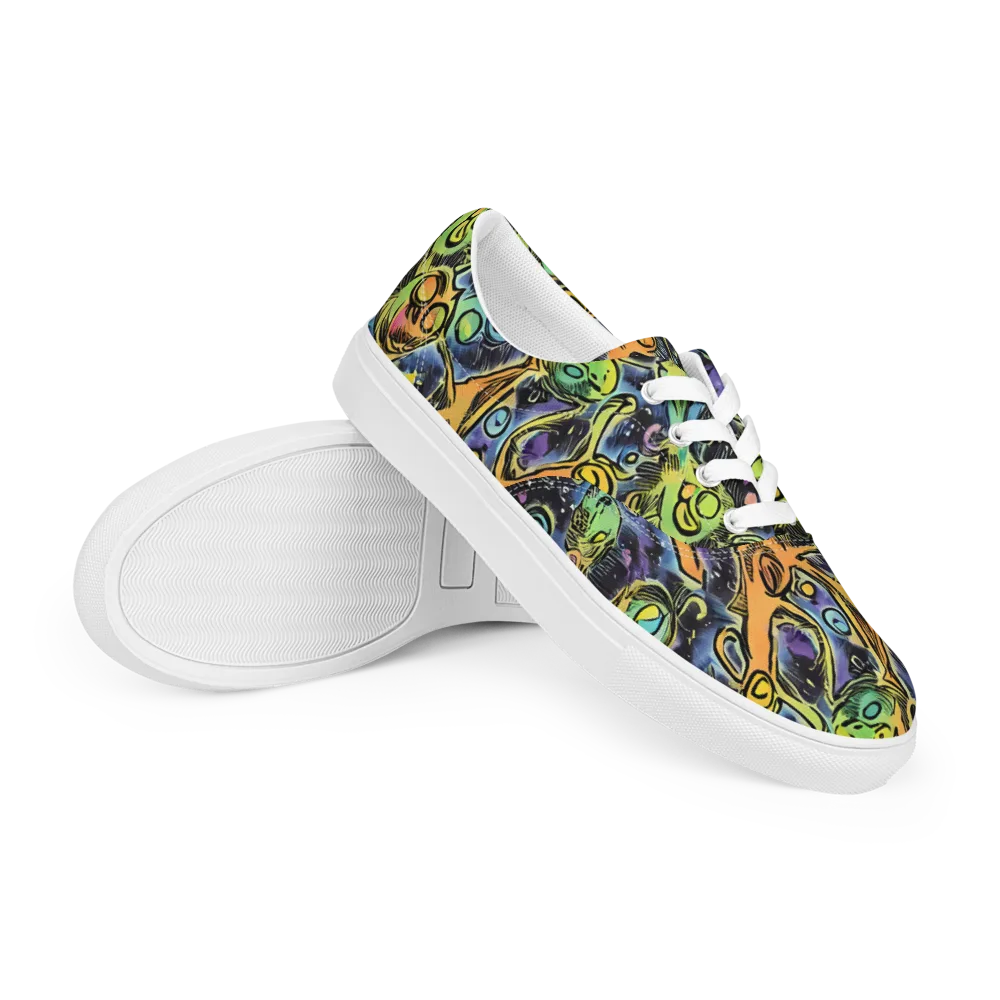 Psychedelic Relics on Men's Lace-Up Canvas Shoes — Right Front