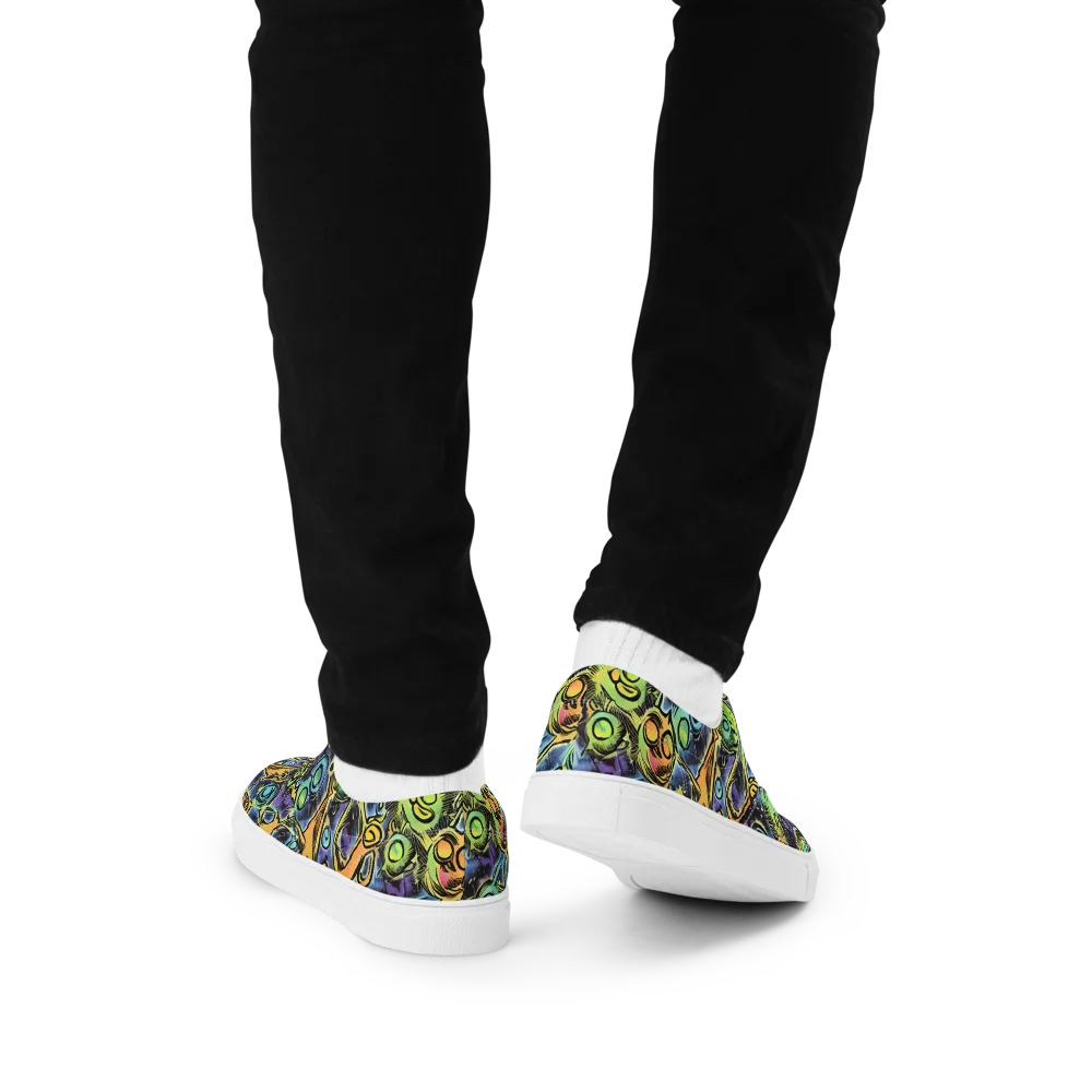 Psychedelic Relics on Men's Lace-Up Canvas Shoes — Back