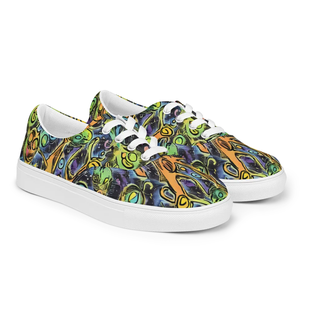 Psychedelic Relics on Men's Lace-Up Canvas Shoes — Right Front