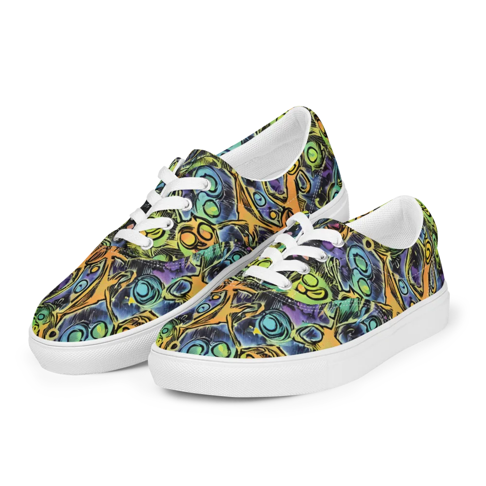 Psychedelic Relics on Men's Lace-Up Canvas Shoes — Left Front