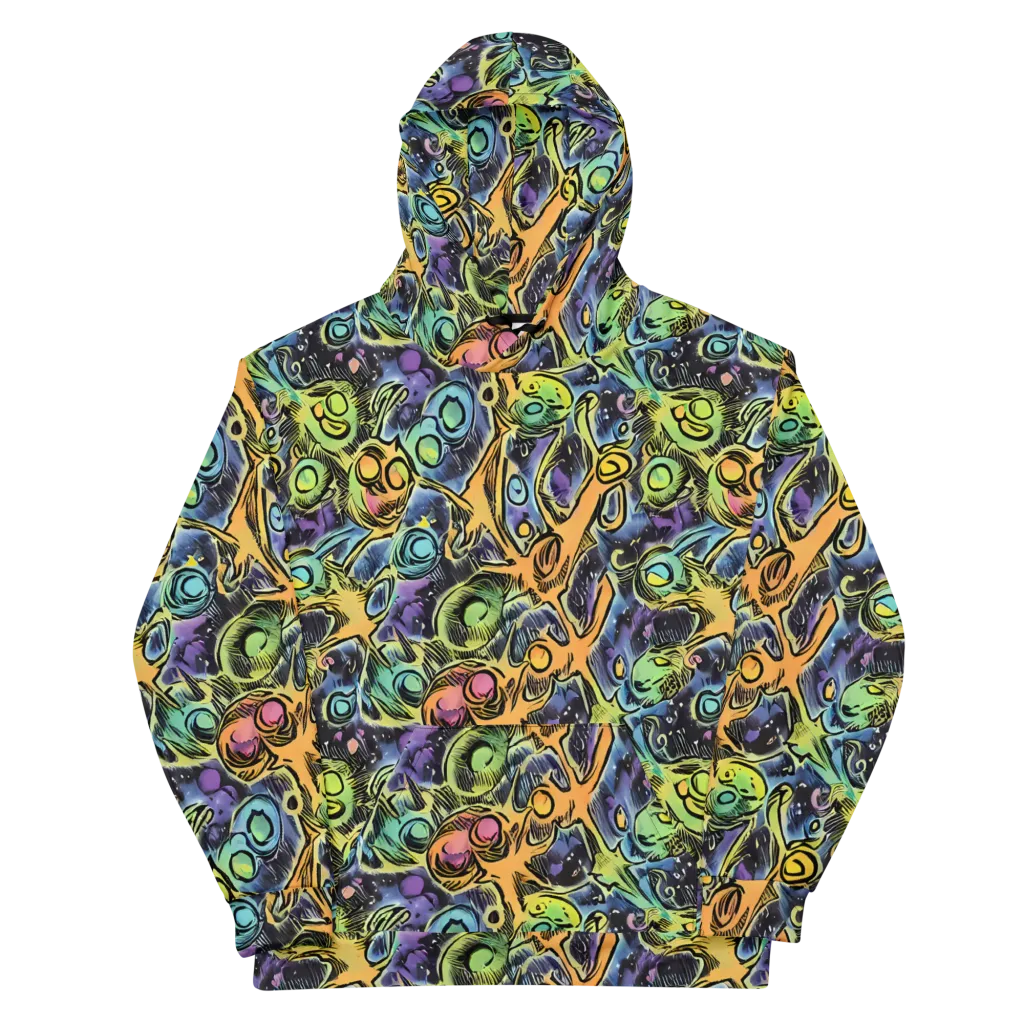 Psychedelic Relics on Cotton Hoodie — Front
