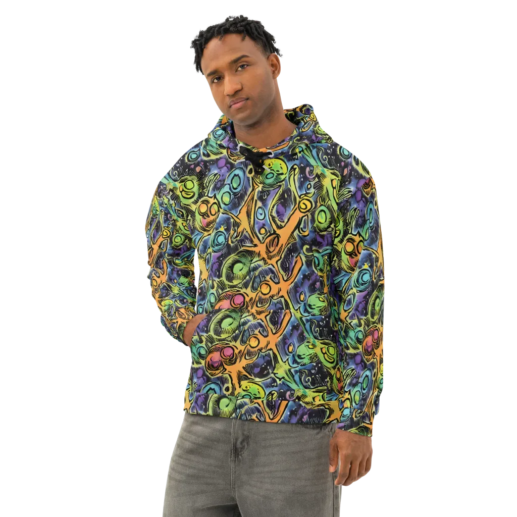 Psychedelic Relics on Cotton Hoodie — Left Front