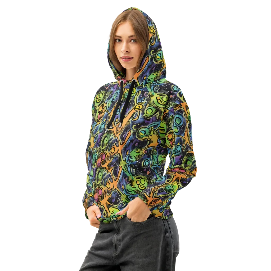Psychedelic Relics on Cotton Hoodie — Left Front