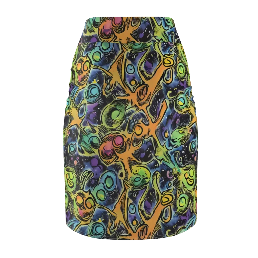 Psychedelic Relics on Pencil Skirt — Back