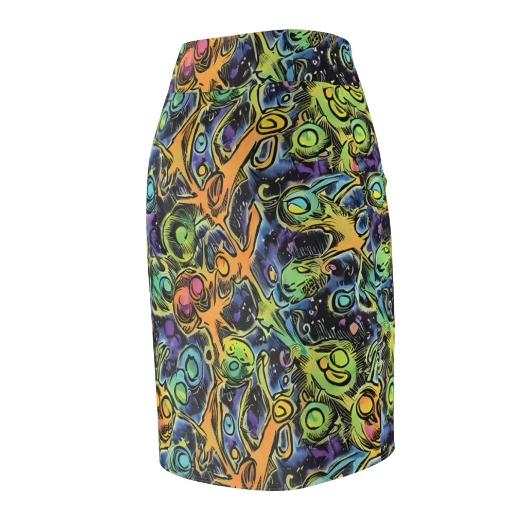 Psychedelic Relics on Pencil Skirt — Back Side