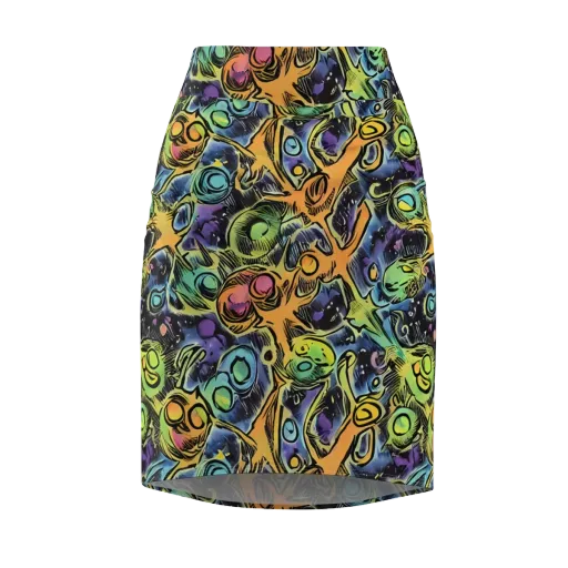 Psychedelic Relics on a Pencil Skirt