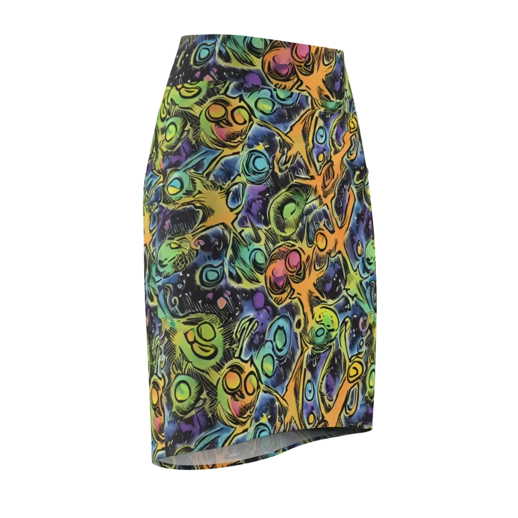 Psychedelic Relics on Pencil Skirt — Front Side