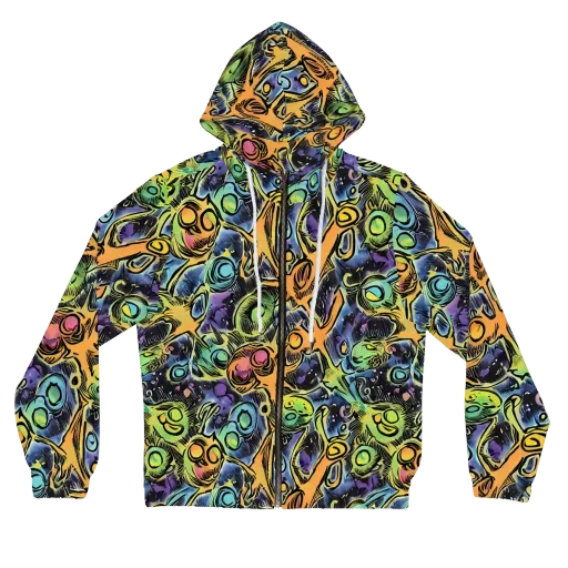 Psychedelic Relics on a Women's Full-Zip Hoodie
