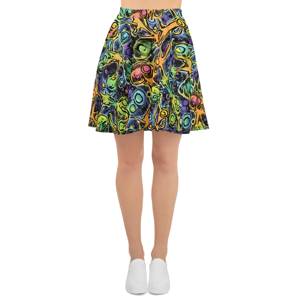 Psychedelic Relics on Skater Skirt — Front