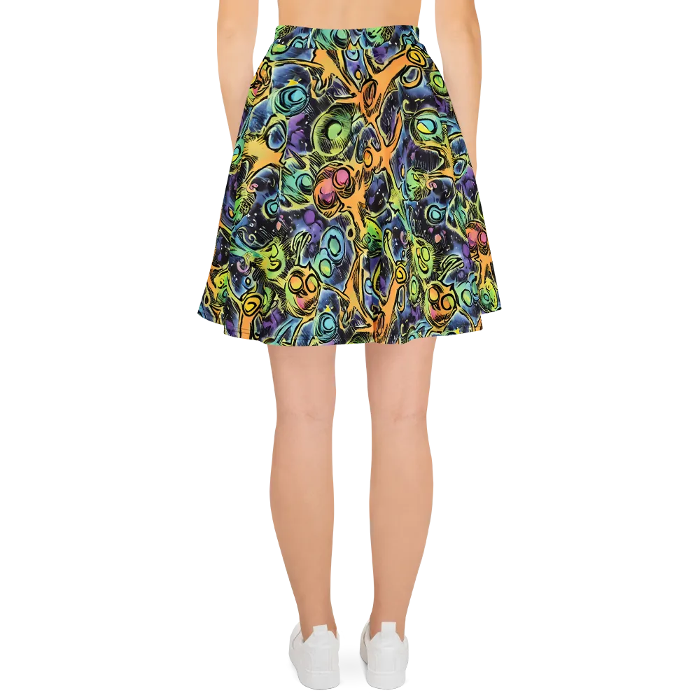 Psychedelic Relics on Skater Skirt — Back