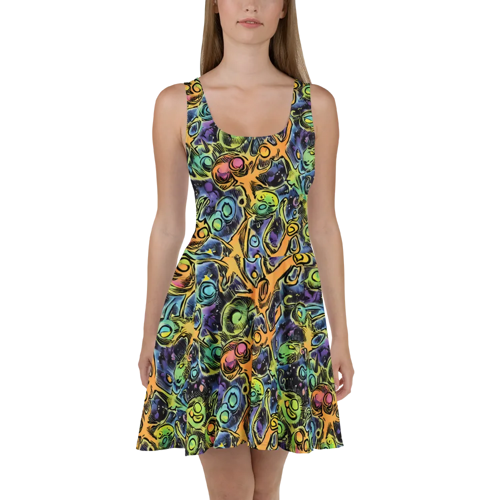 Psychedelic Relics on Skater Dress — Front