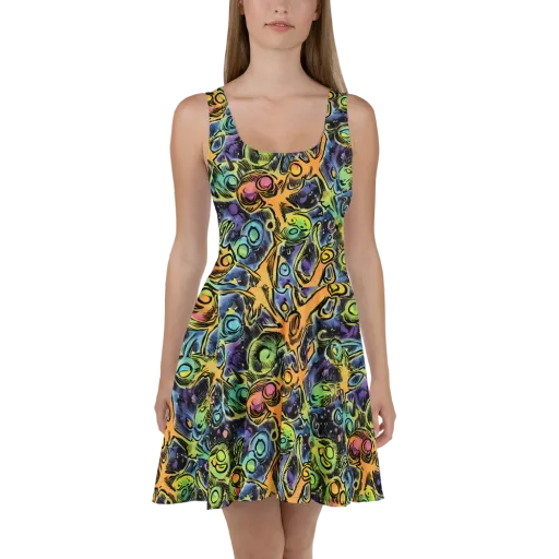 Psychedelic Relics on a Skater Dress