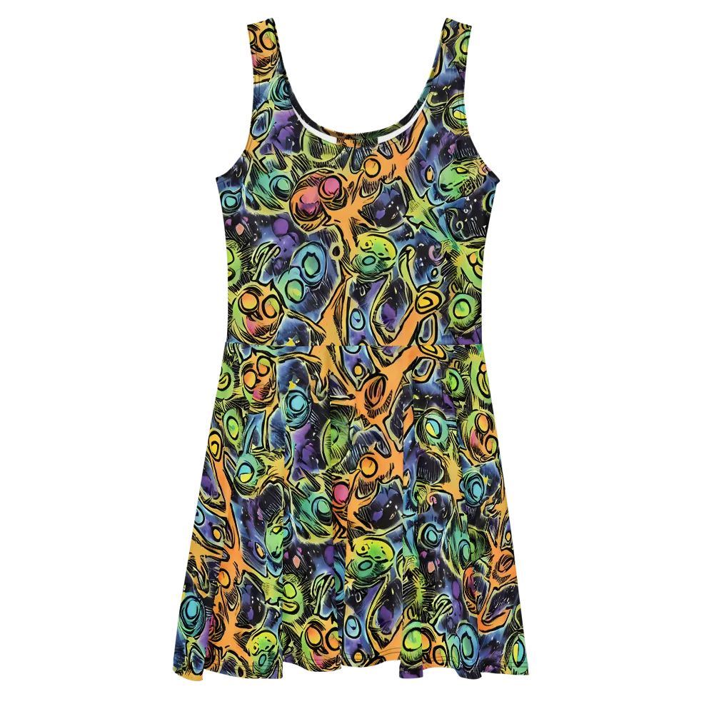 Psychedelic Relics on Skater Dress — Front