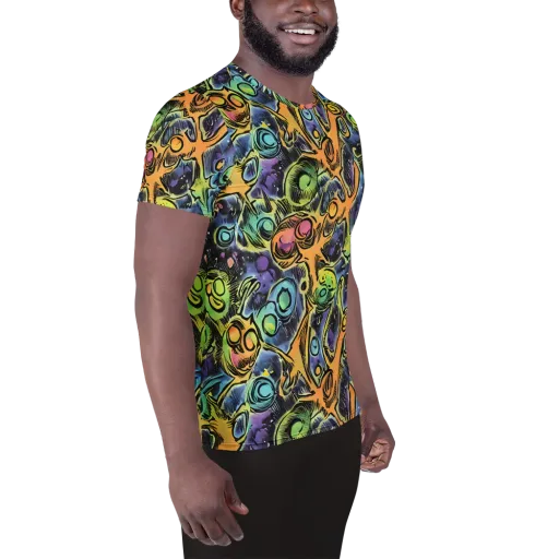 Psychedelic Relics on a Men's Athletic T-Shirt