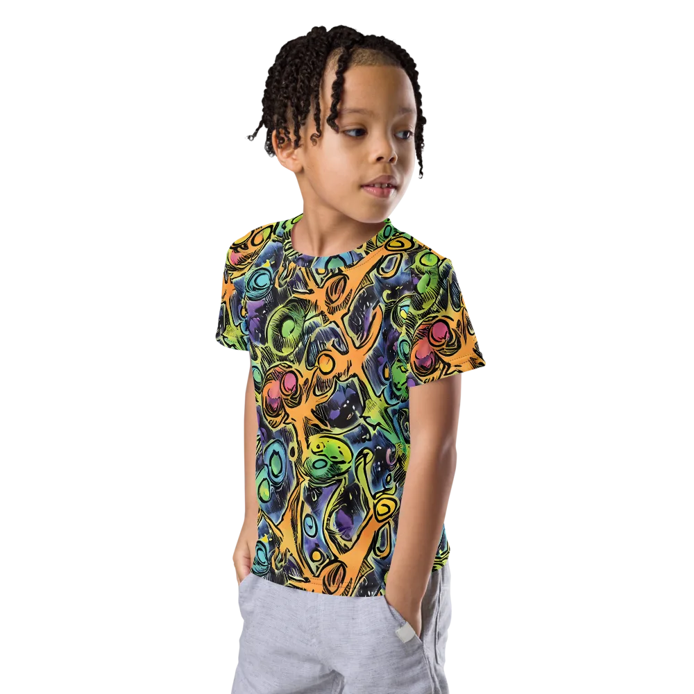Psychedelic Relics on Kids Crew Neck T-Shirt — Left Front