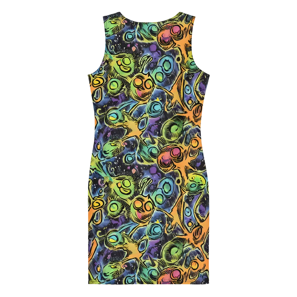 Psychedelic Relics on Bodycon Dress — Back