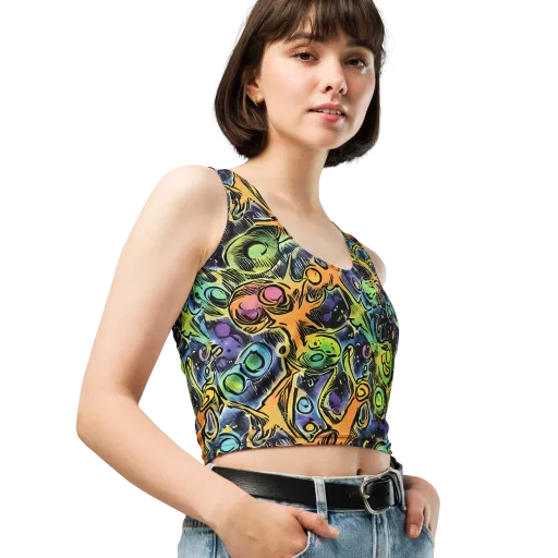 Psychedelic Relics on a Crop Top