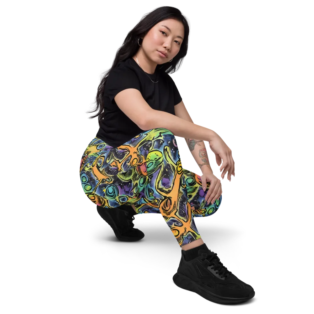 Psychedelic Relics on Leggings with Pockets — Right Front