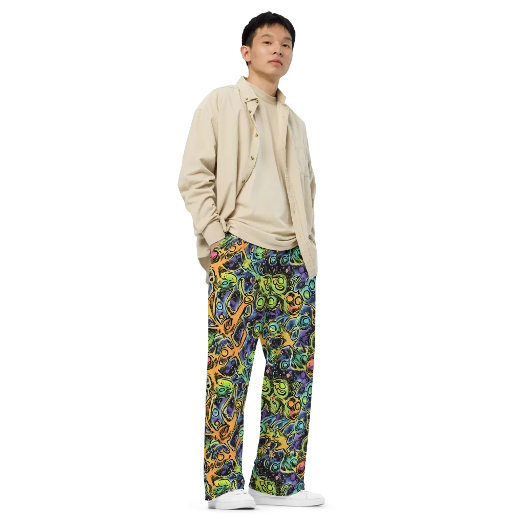 Psychedelic Relics on Wide-Leg Pants — Right Front