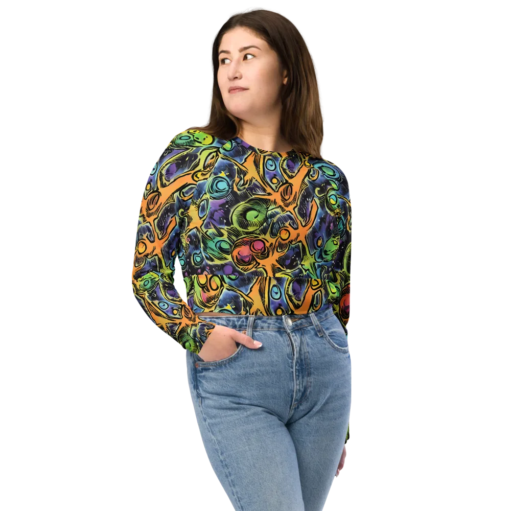Psychedelic Relics on Long Sleeve Crop Top — Front