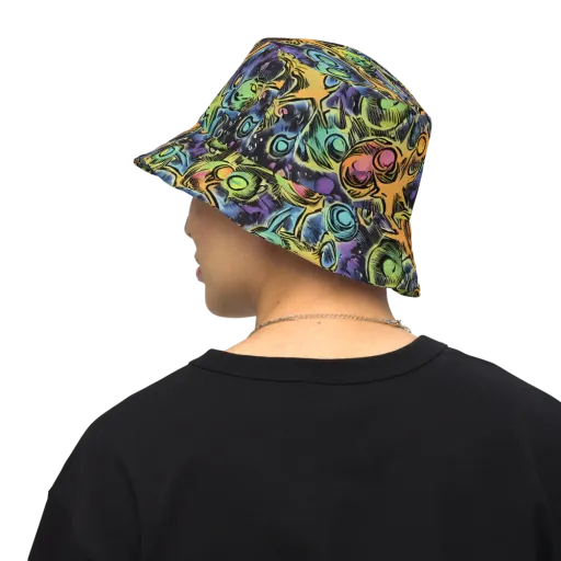 Psychedelic Relics on a Reversible Bucket Hat