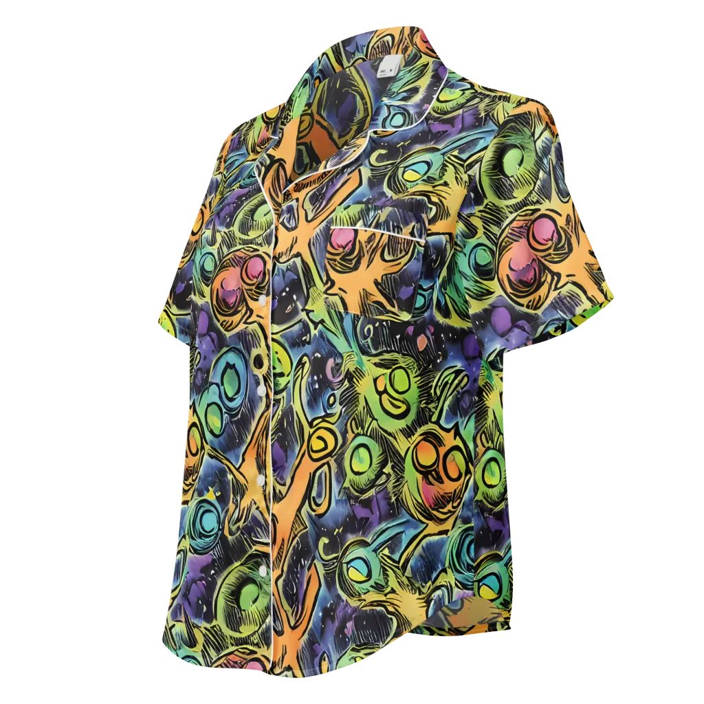 Psychedelic Relics on Women's Short Sleeve Pajama Top — Left Front