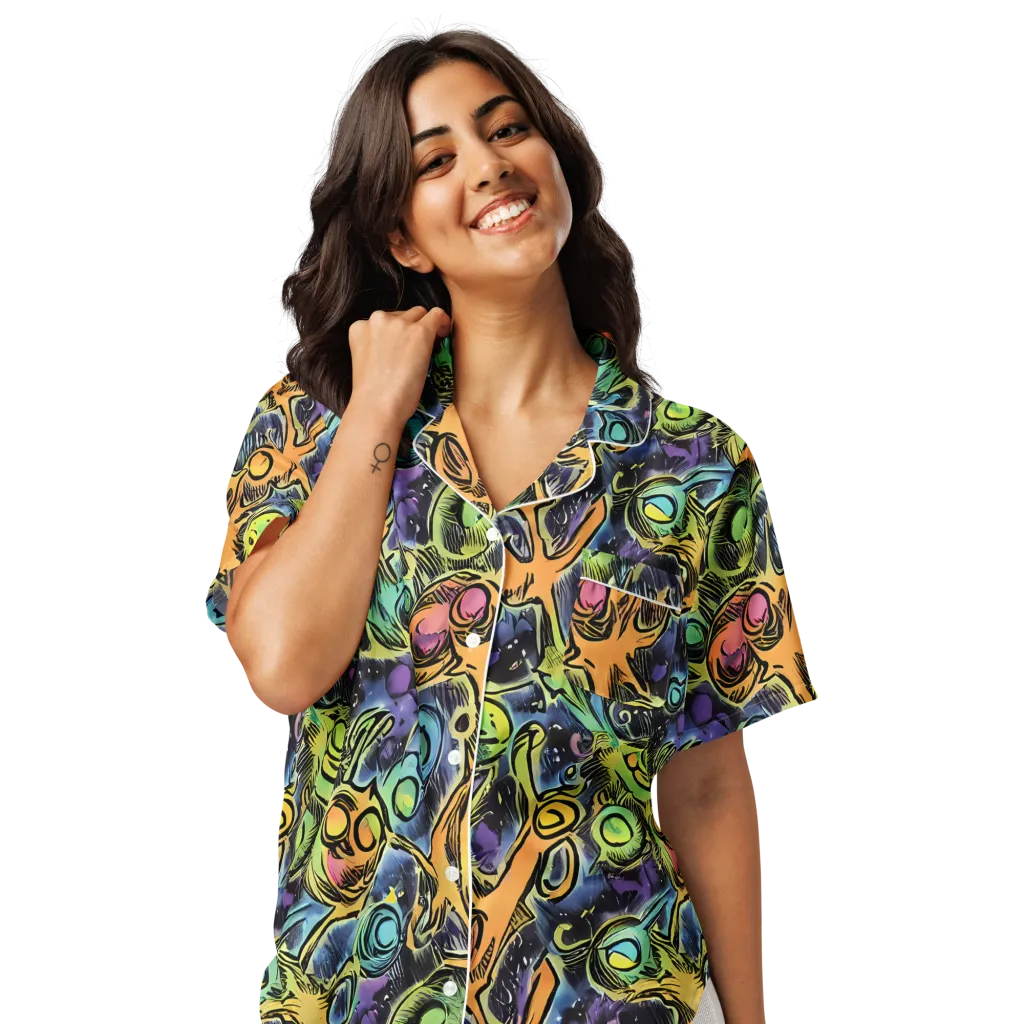 Psychedelic Relics on Women's Short Sleeve Pajama Top — Front