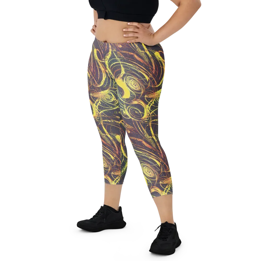 Lunar Riptide on Capri Leggings — Front